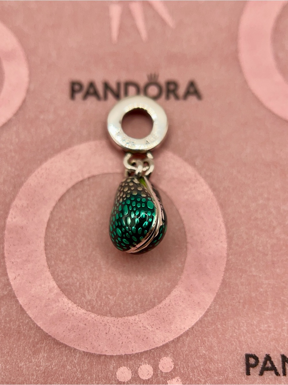 Pandora Two Tone Avocado Split Dangle Silver Charm 799149C01 - Picture 3 of 6